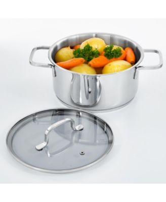 DiNA Helix Recycled 18/10 Stainless Steel 8" Stockpot 3.2qt., Glass Lid