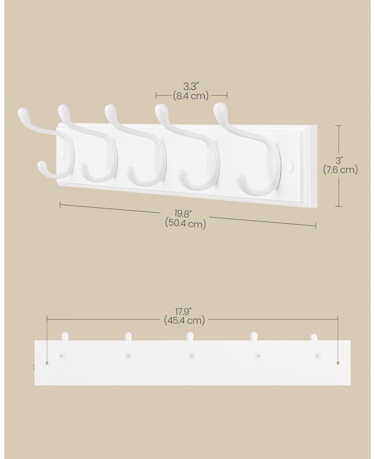 Slickblue Wall-Mounted Coat Rack, Hook Rack, 5 Double Metal Hooks, for Coats, Bags, Keys, For Entryway, Bedroom, Living Room
