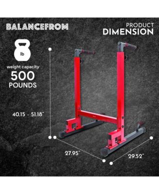 BalanceFrom Multi-Function Home Gym Exercise Dip Stand, 500lb Capacity, Red