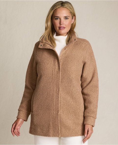 Женское пальто Lands' End Plus Size Boucle Fleece, цвет: Медовый бежевый
