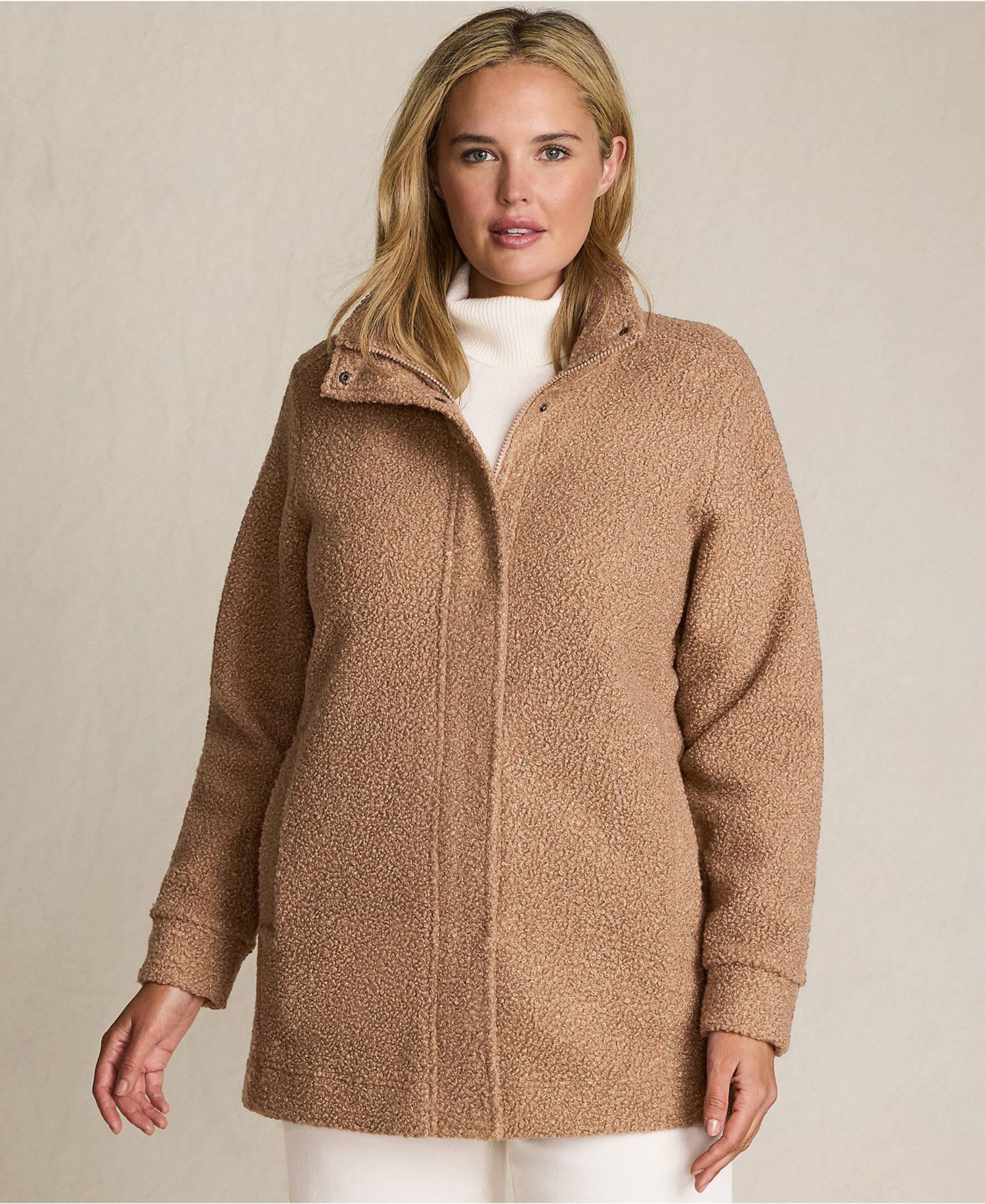 Plus Size Boucle Fleece Coat