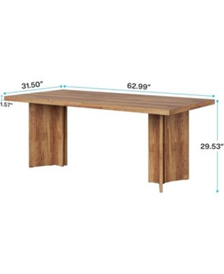 63-inch Dining Table for 4-6, Farmhouse Kitchen Table with Large Tabletop, Rectangular Dinner Eating Table