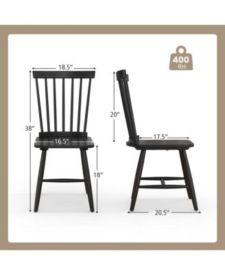 Windsor Dining Chairs Set of 2 Armless Spindle Back Solid Rubber Wood
