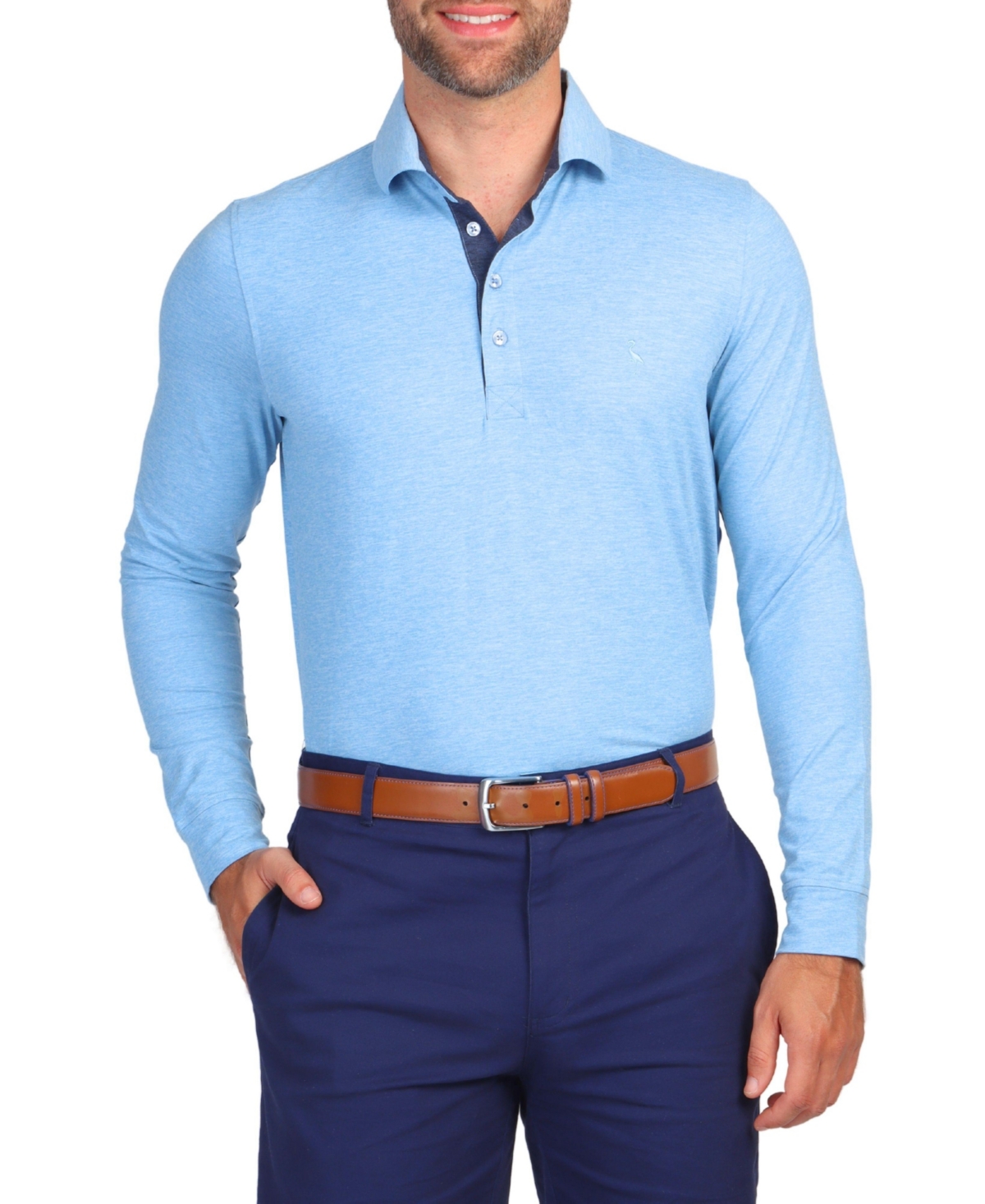Tailorbyrd Men's Brushed Melange Long Sleeve Polo