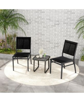 4PCS Outdoor Dining Chairs w/ Breathable Seat Backrest Heavy-Duty Aluminum Frame