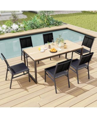 2PCS Outdoor Dining Chairs w/ Breathable Seat Backrest Heavy-Duty Aluminum Frame