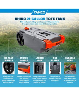 39002 Rhino Portable 21 Gallon RV Waste Tank Holding Hose and Accessories