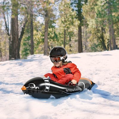 Winter Single Rider Snow Tube, 44" Inflatable Animal Sled, Outdoor Snow Toys with Two Handle