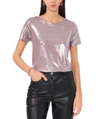 Vince Camuto - Women's Metallic Short-Sleeve Crewneck Top