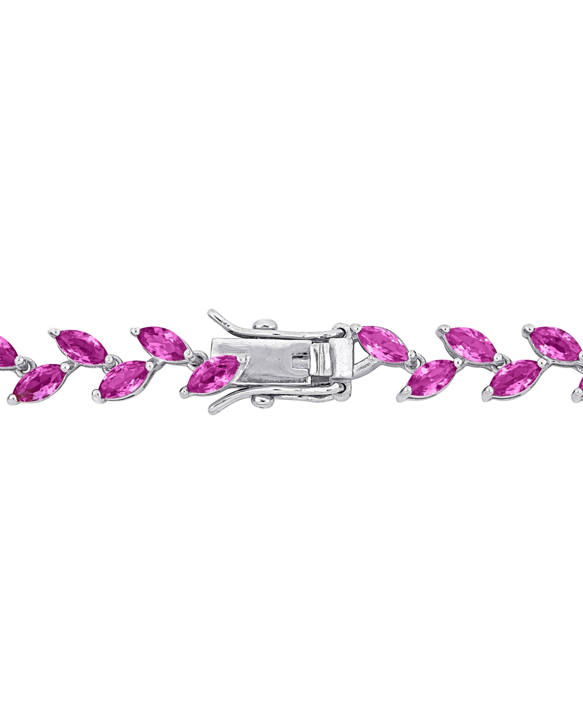 Macy's Lab-created Pink Sapphire Marquise Vine 17" Collar Necklace (29 Ct. T.w.) In Silver