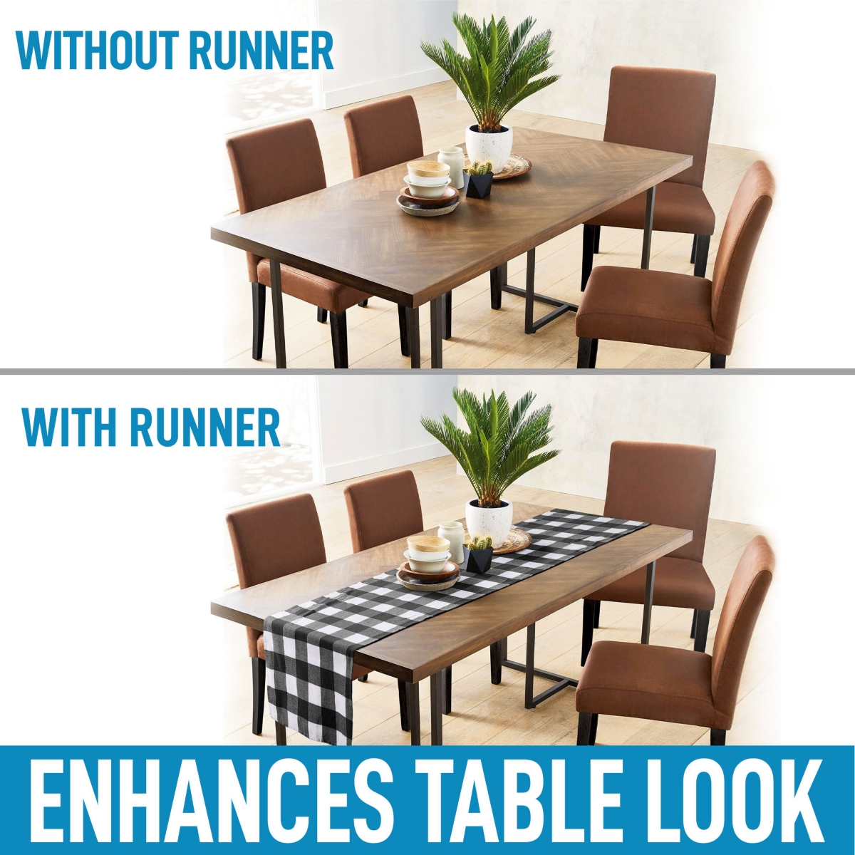 Zulay Kitchen Thick Poly Cotton Buffalo Plaid Table Runners