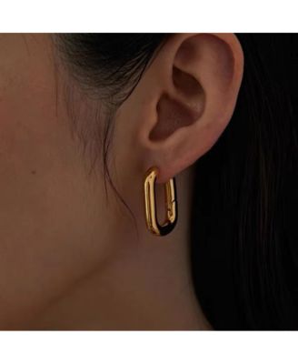 18K Gold Plated Rectangle Hoop Earrings – Sleek & Stylish