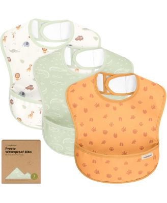 KeaBabies 3-Pack Waterproof Baby Bibs for Eating Lightweight Mess Proof Toddler Bibs with Food Catcher - Wilderness 13$