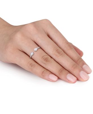 Moissanite Bezel Polished Cuff Ring (3/8 ct. t.w.) in Sterling Silver