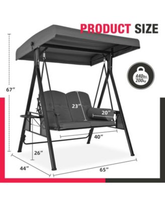 Outdoor Metal Patio Swing with Canopy and Cushions