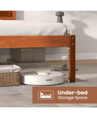 Full Size Wooden Bed Frame with Headboard and Slat Support-Full Size