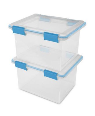 Large 32 Qt Home Storage Container Tote with Latching Lids, (4 Pack)