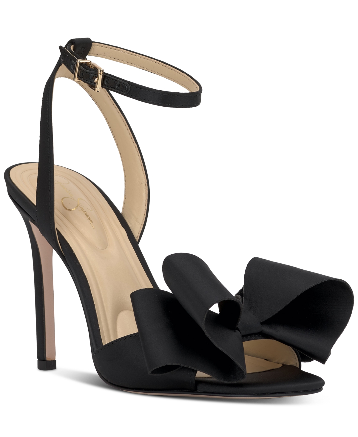 Olivine Bow High-Heel Stiletto Dress Sandals - Gold Soft Metallic