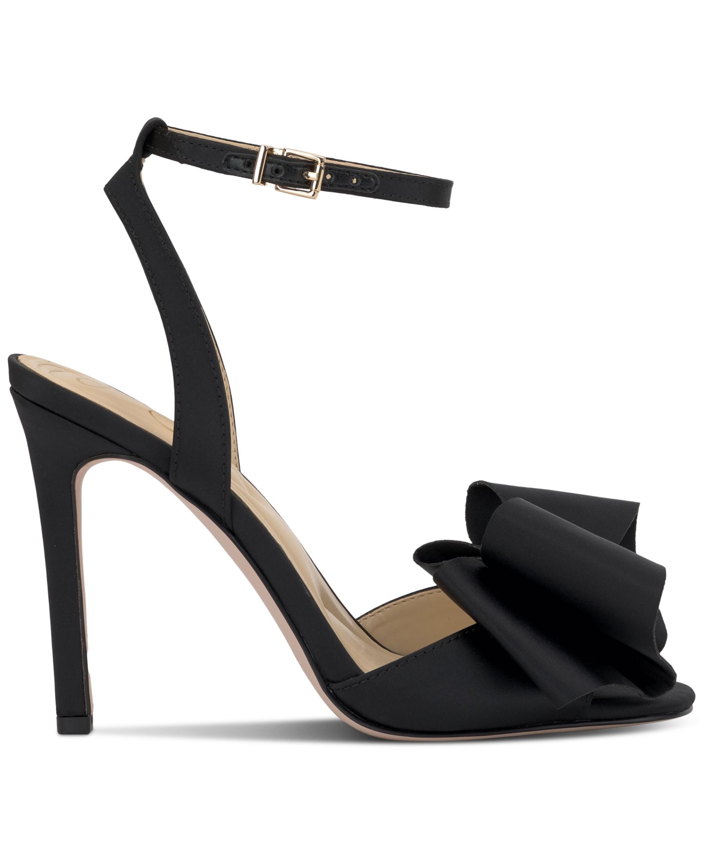 Женские сандалии Jessica Simpson Olivine Bow Stiletto Dress Sandals, цвет: Чёрный атласный — фото 2
