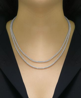 Diamond Two Layer 17" Tennis Necklace (5 ct. t.w.) in 10k White Gold or 10k Yellow Gold, Created for Macy's