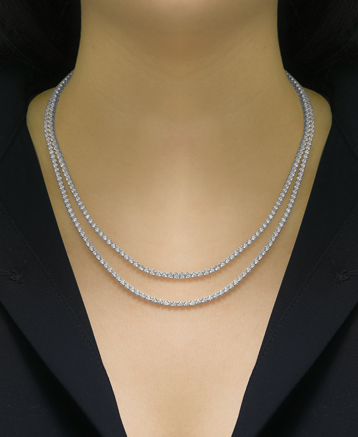 Wrapped In Love Diamond Two Layer 17" Tennis Necklace (5 Ct. T.w.) In 10k White Gold Or 10k Yellow Gold, Created For In White Gold