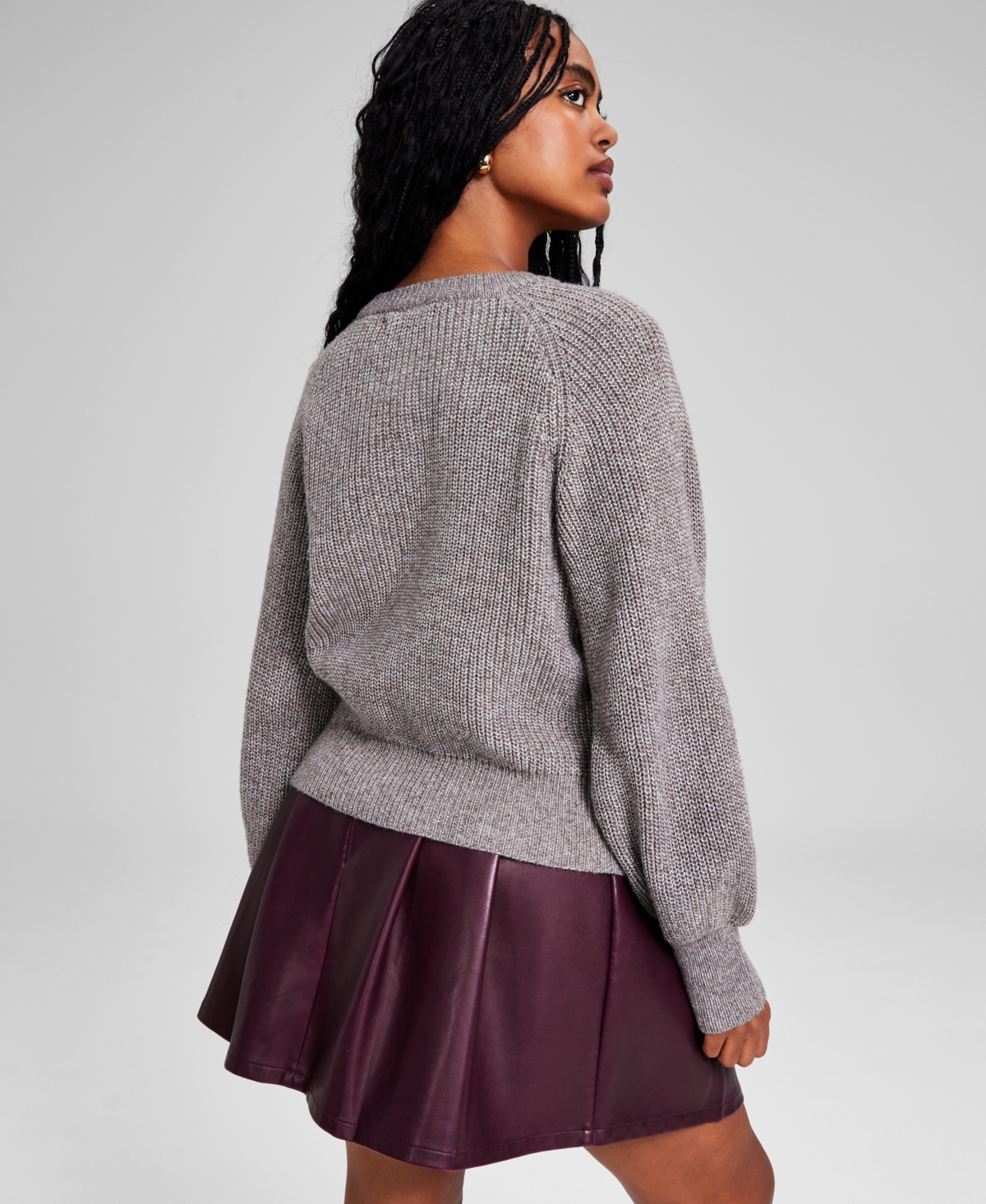 And Now This Women's Faux Pearl-button Cardigan Sweater, Created For Macy's In Heather Mocha
