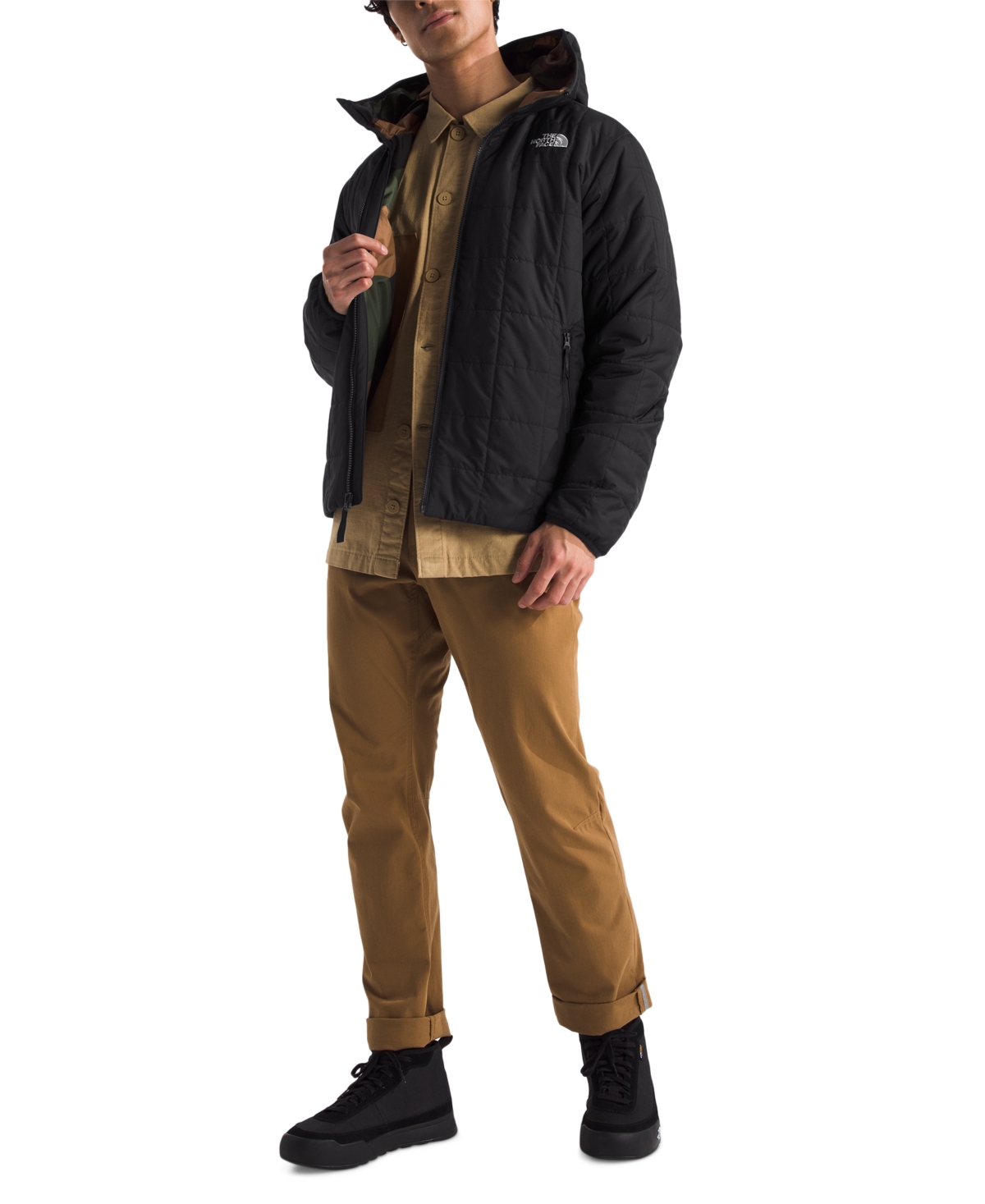 The North Face Men's Junction Zip-Front Insulated Hoodie Jacket -tnf Black Block Camo Print