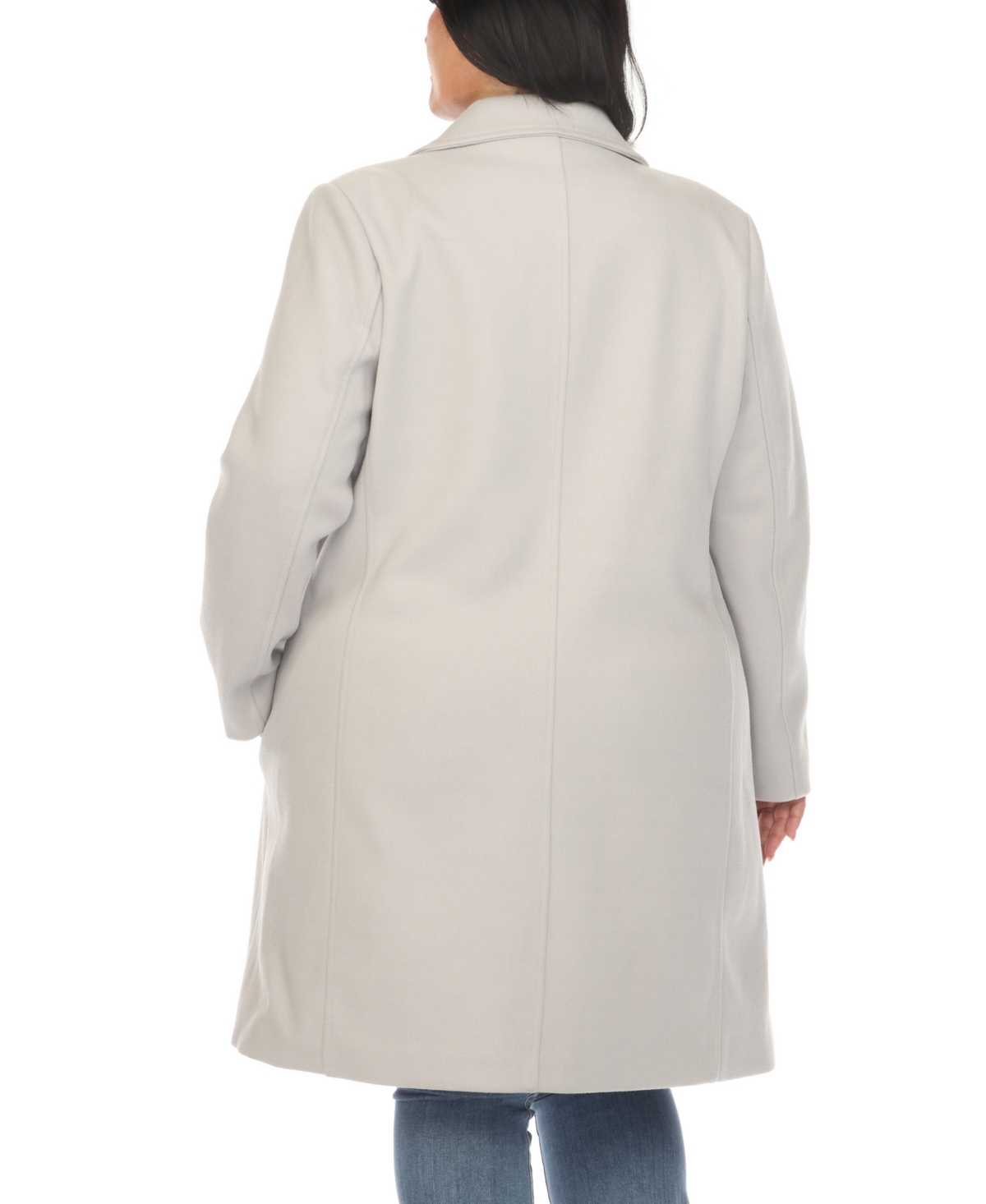 White Mark Plus Size Classic Walker Coat In Light Grey