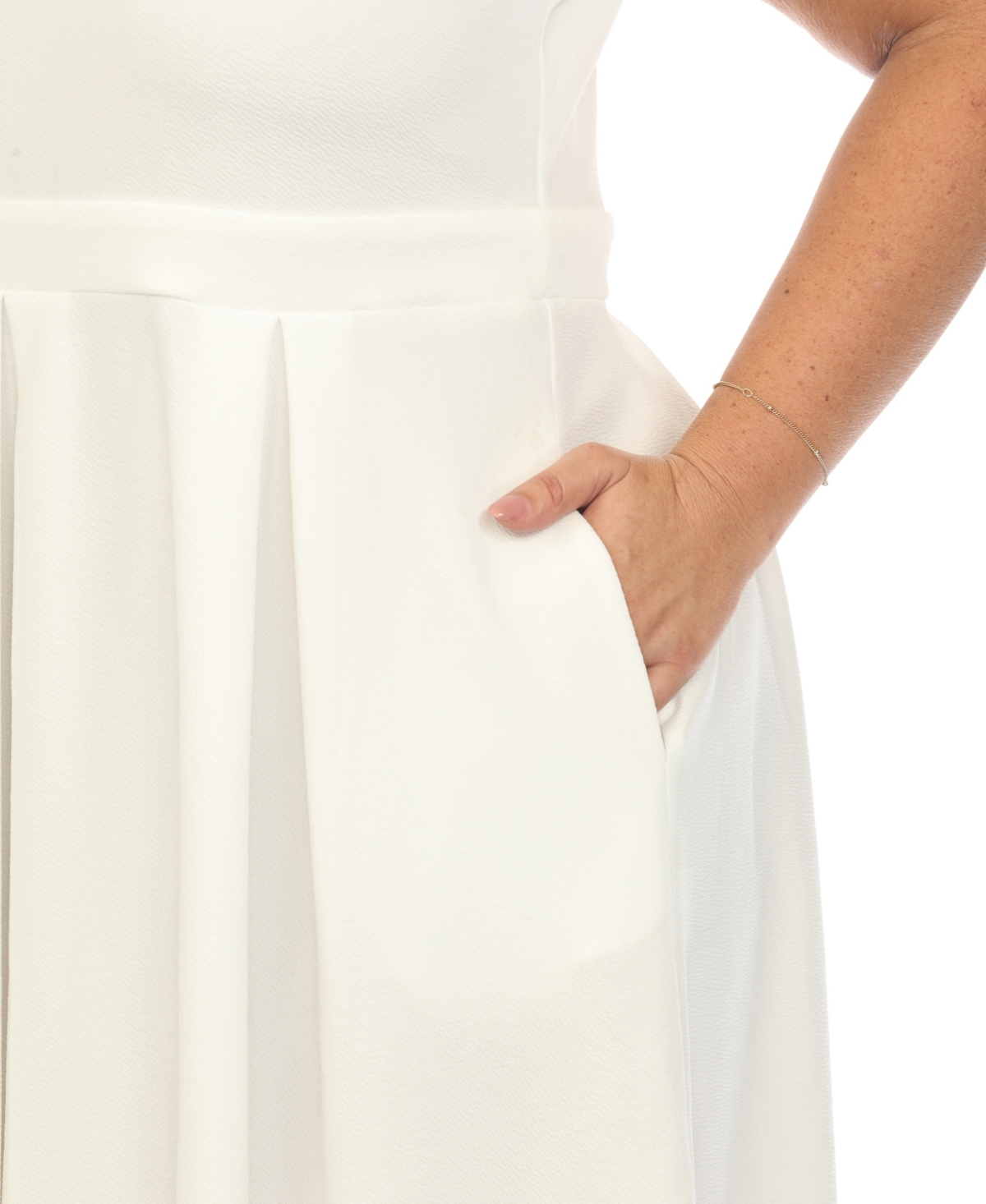 White Mark Plus Size Fit And Flare Dress In White