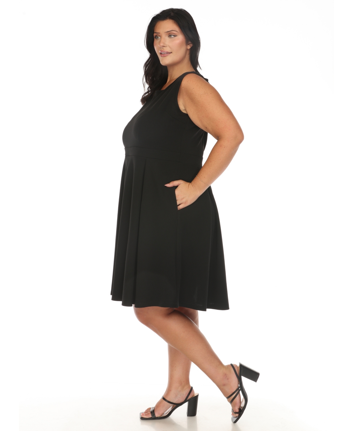 White Mark Plus Size Tweed Fit And Flare Dress In Black