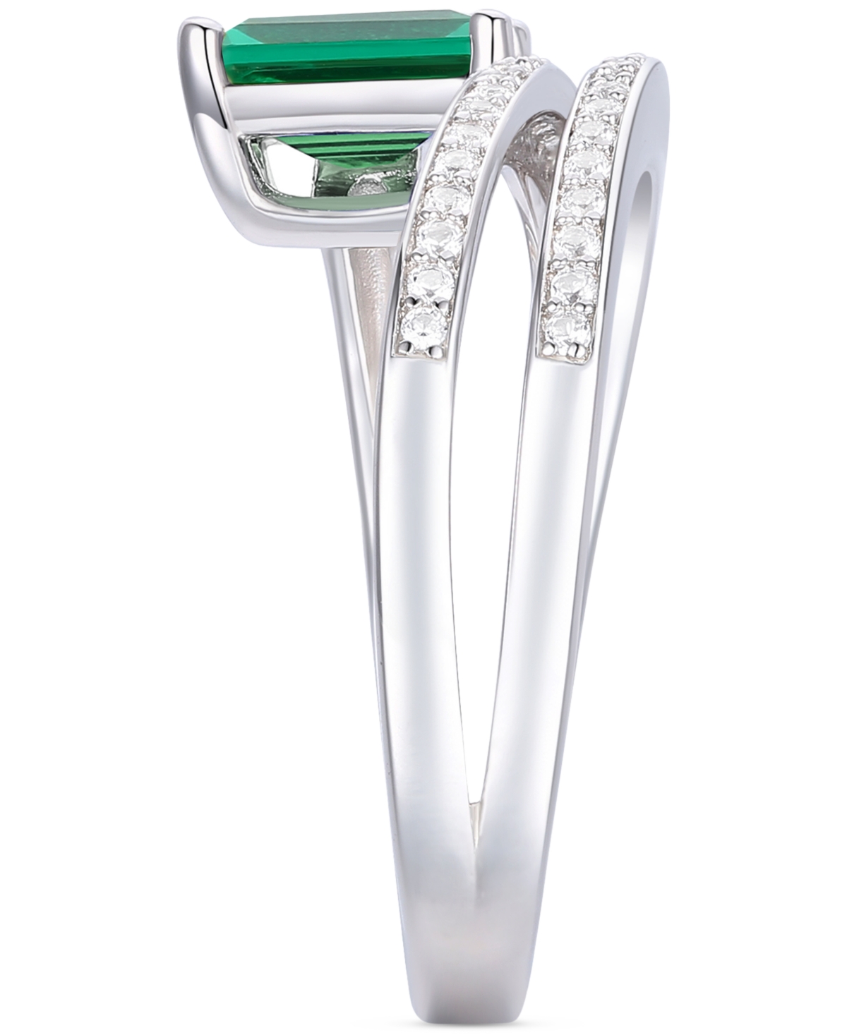Macy's Amethyst (7/8 Ct. T.w.) & Lab Grown White Sapphire Accent Coil Ring In 14k Gold-plated Sterling Silv In Emerald