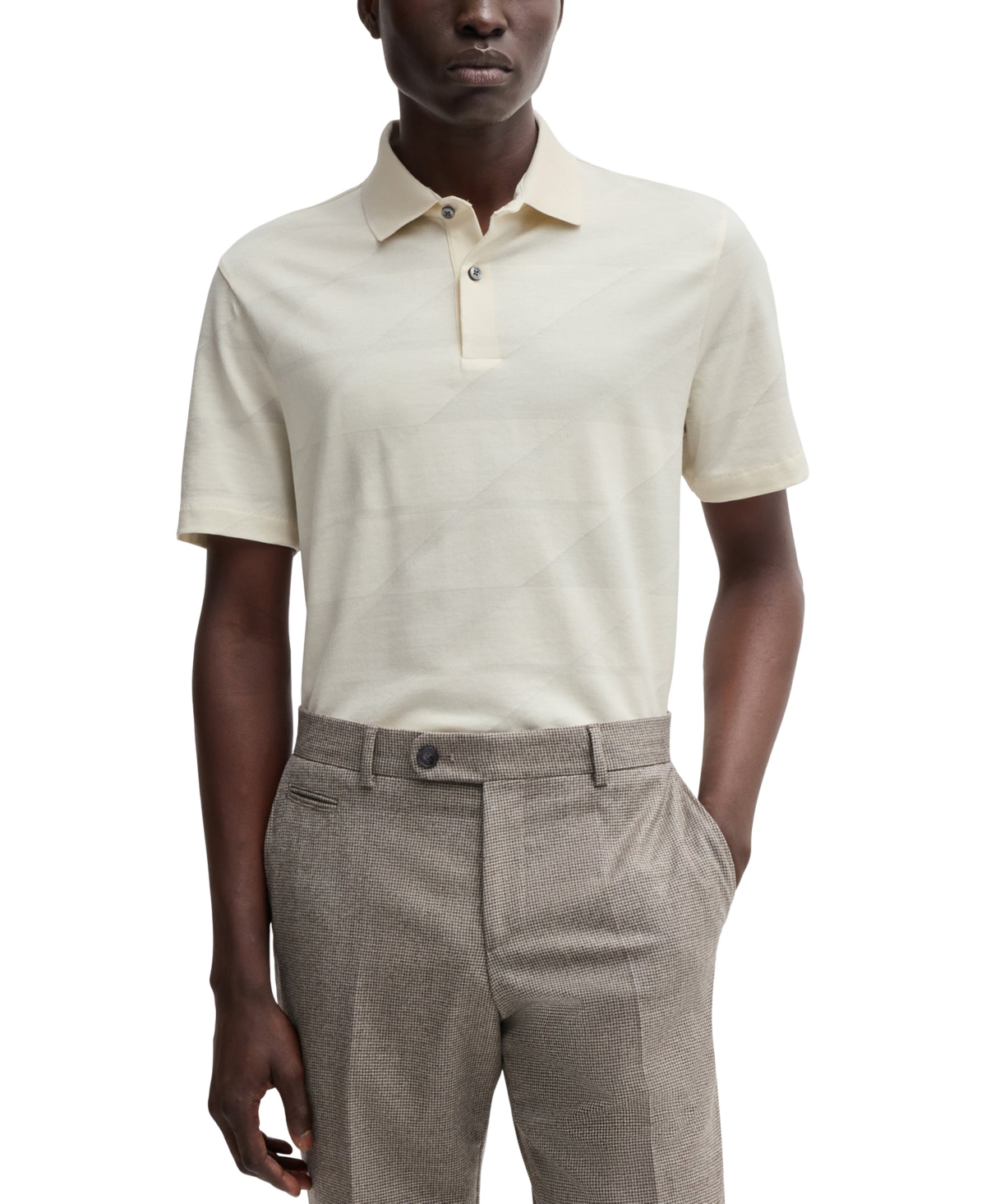Shop Hugo Boss Boss By  Men's Jacquard Polo In Open White