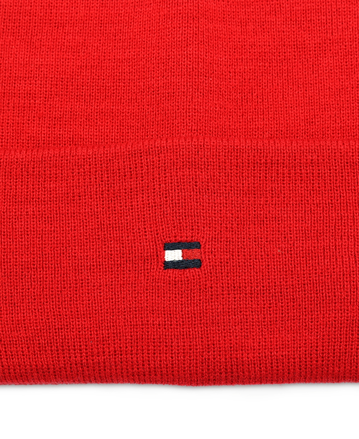 Tommy Hilfiger Men's Flag Embroidery Double Cuff Beanie In Primary Re