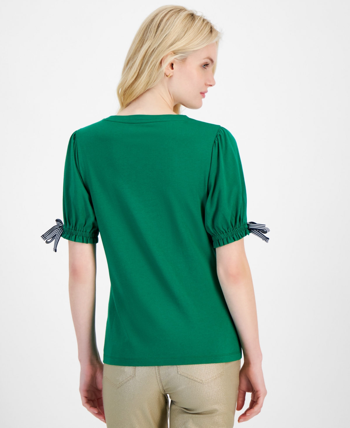 Tommy Hilfiger Women's Gathered-Sleeve Top