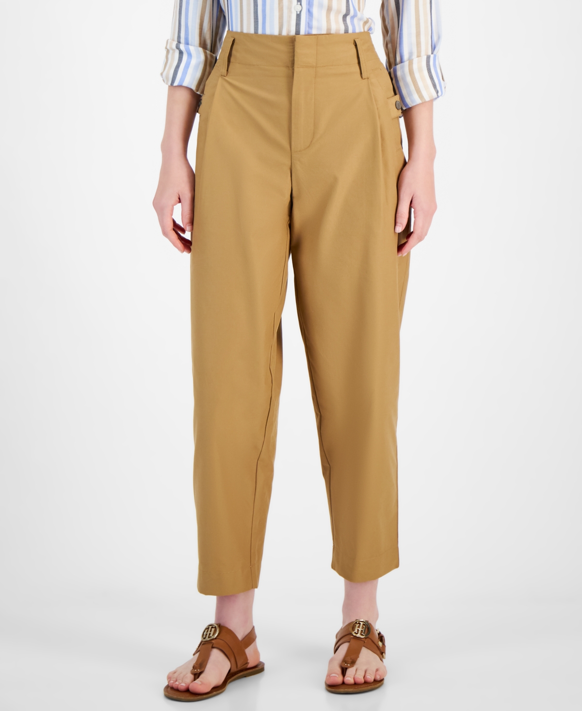 Tommy Hilfiger Women's Cotton-Blend Pleated Utility Trousers