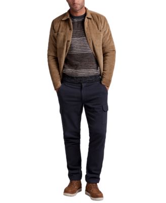 Mens Quilted Jacket Stripe Sweater Cargo Pants