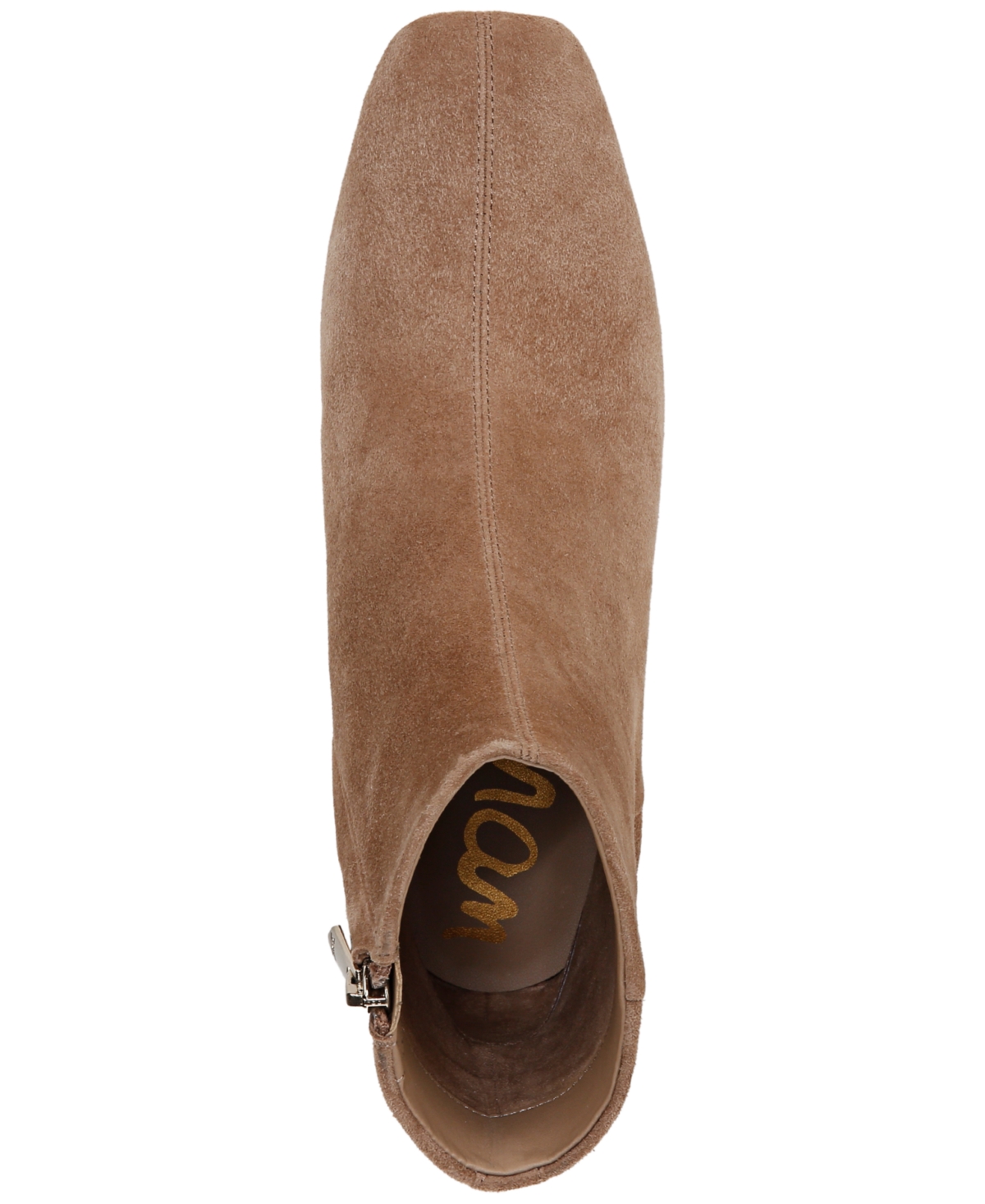 Sam Edelman Paige Womens Suede Square Toe Ankle Boots In Almond Taupe Suede