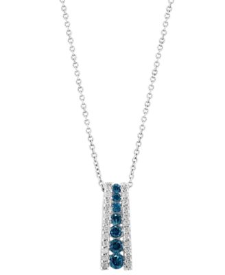 EFFY&reg; Blue Diamond (3/8 ct. t.w.) & White Diamond (1/6 ct. t.w.) Ladder 18" Pendant Necklace in 14k White Gold