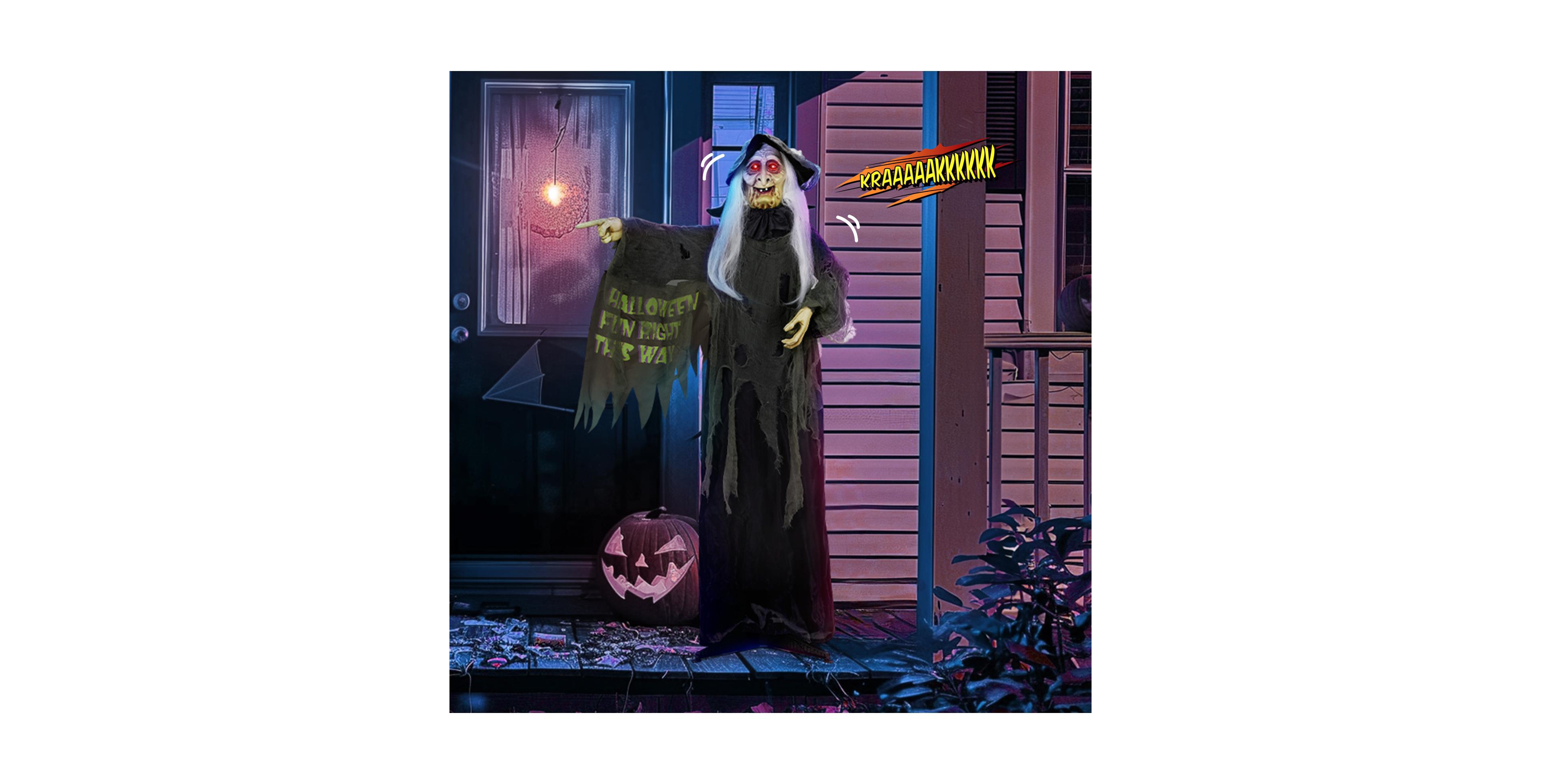 Yescom Animated Halloween Decorations,Scary Witch,6FT Life Size,Motion/Sound Activated Party Outdoor 2024