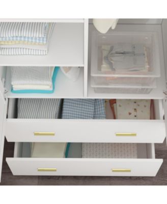 2-Door Armoires and Drawers with Mirror and Storage Shelves