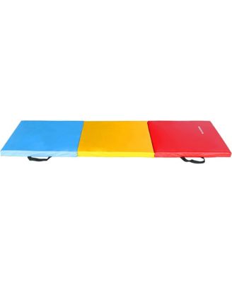 GoGym 6x2ft Folding 3 Panel Exercise Mat w/Handles, Multi