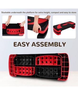 Adjustable Workout Aerobic Step Platform Trainer w/Raisers