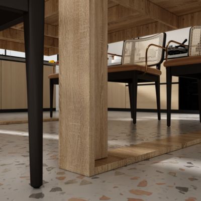 Retangular Wood Grain Wooden Dining Table with Wooden Frame