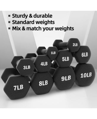 110 Pound Neoprene Coated Dumbbell Set with Stand, Black