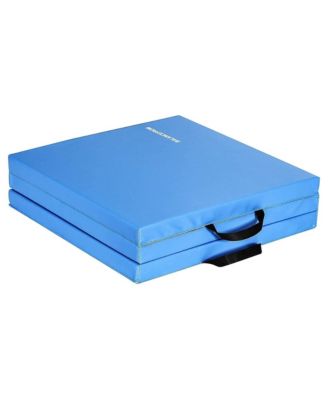 GoGym 6x2ft Folding 3 Panel Exercise Mat with Handles, Blue