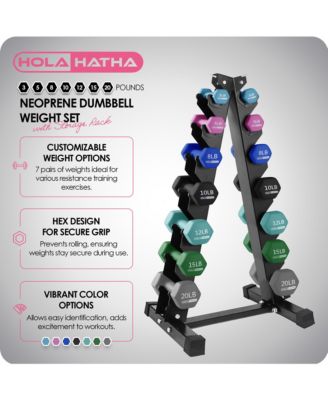 146 Pound Neoprene Dumbbell Full Body Weight Set with Storage Rack