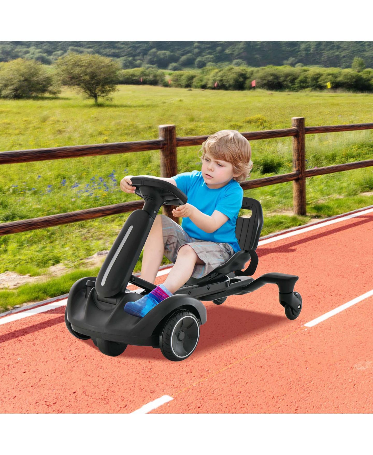 Детская игрушка Costway 6V Kids Ride-On Drift Car 360-Degree Spin Go-Kart, 55 lb. Capacity, Ages 3-8, цвет: Чёрный — фото 8