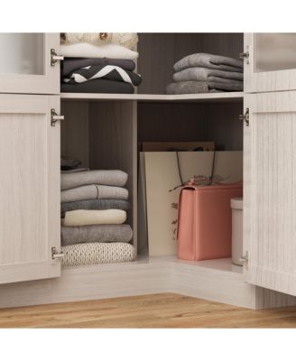 Tempered Glass Doors Big Armoires Wardrobe with Hanging Rods