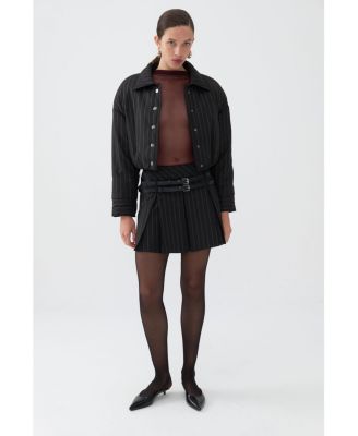 Women's Striped Padded Shoulder Jacket