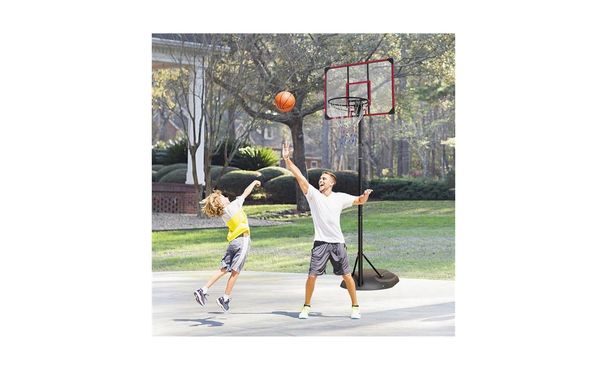 Slickblue Portable Basketball Hoop System with Adjustable Stand, for Youth and Adults, Indoor/Outdoor - Red